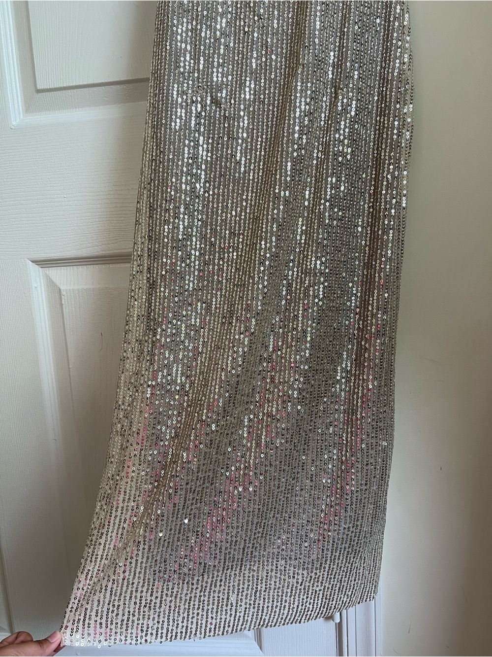 Silver / Gold Sparkly Sequin Formal Prom Hoco Sleeveless Midi Dress Large - Picture 5 of 7